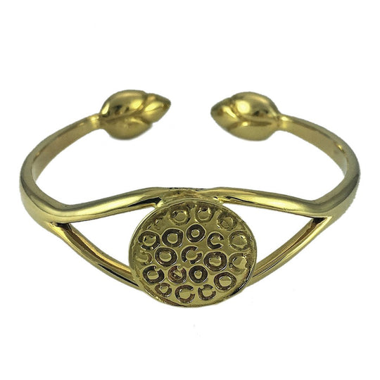 Lotus Cuff Handcast Polished Artisan Bracelet - Symbolic Rebirth From Cambodia