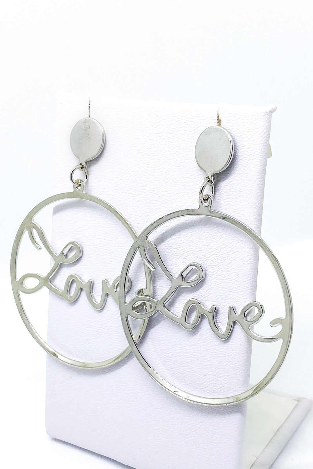 Love Dangle Hoop Earrings Gold Script Fashion Jewelry