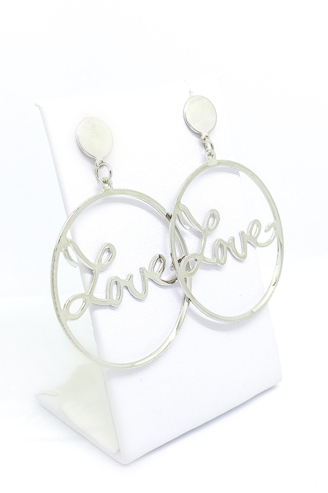 Love Dangle Hoop Earrings Gold Script Fashion Jewelry