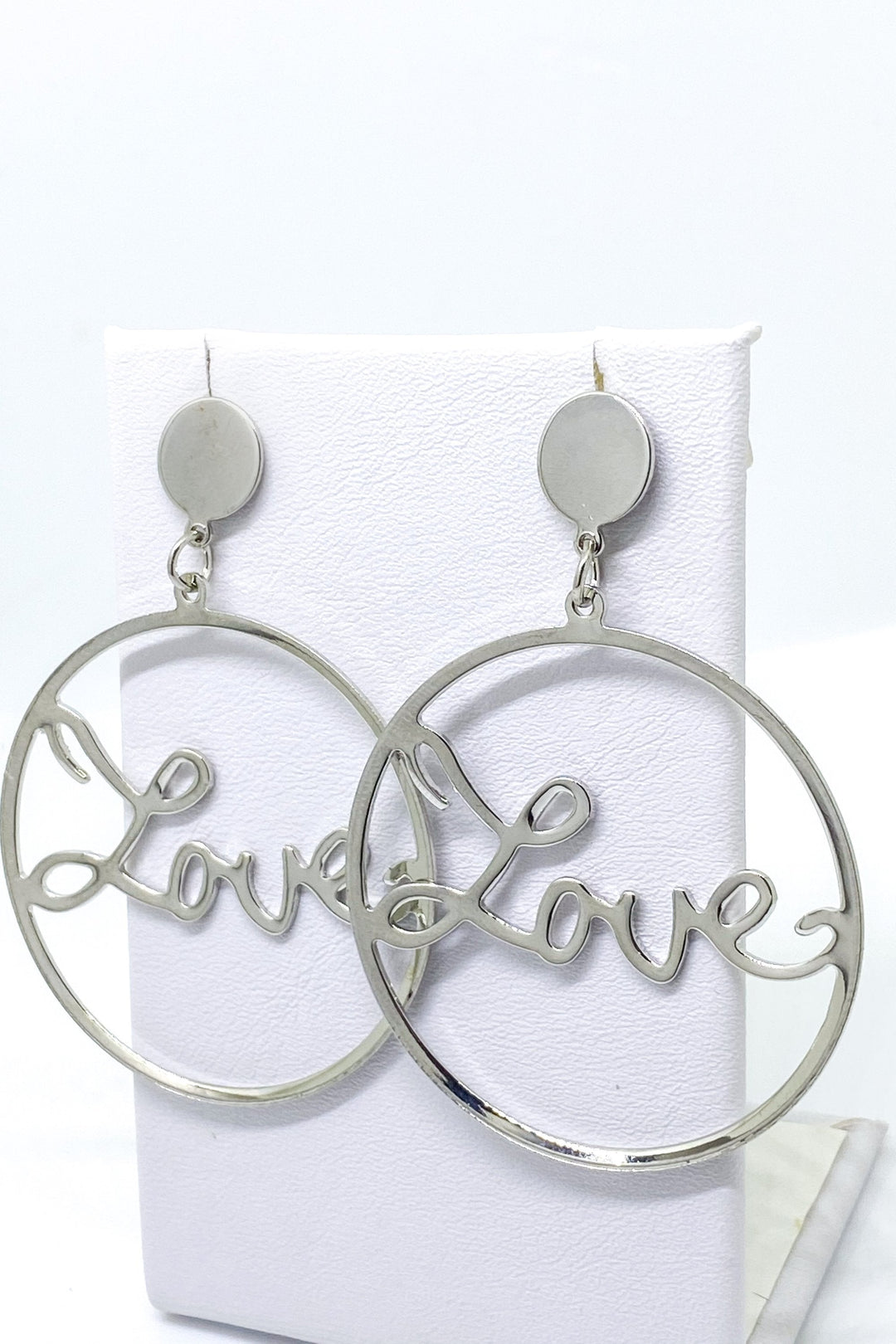 Love Dangle Hoop Earrings Gold Script Fashion Jewelry