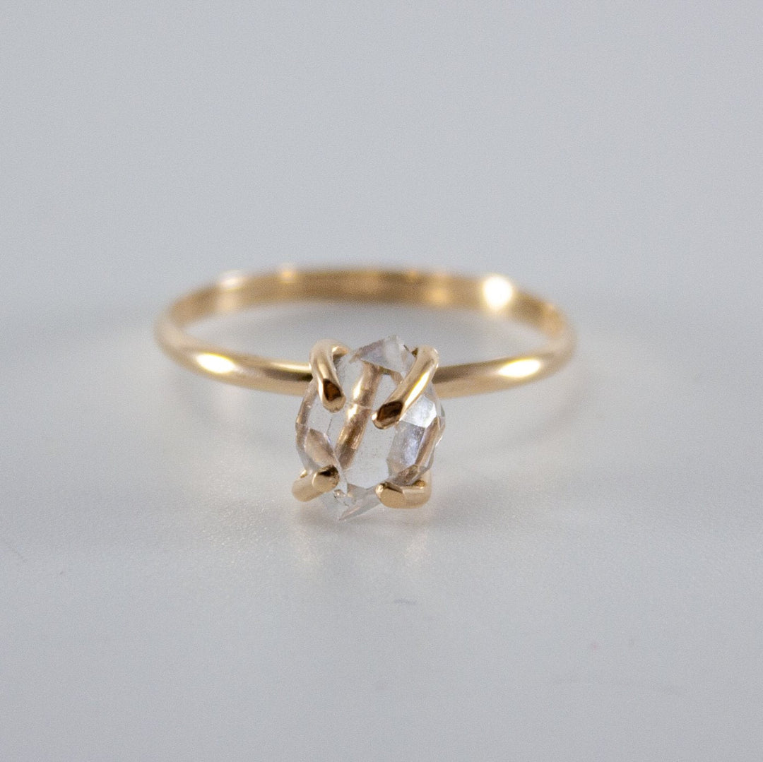 Herkimer Diamond 14K Gold Filled Solitaire Ring Minimalist