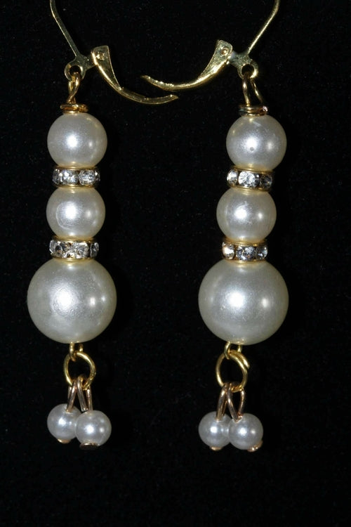 Pearl Pave Drop Earrings With Charm Dangle For Women