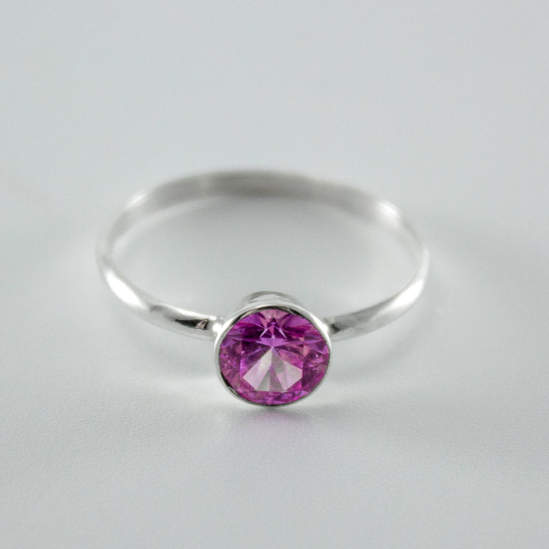 Pink Sapphire Sterling Silver Ring For Women Gift Box