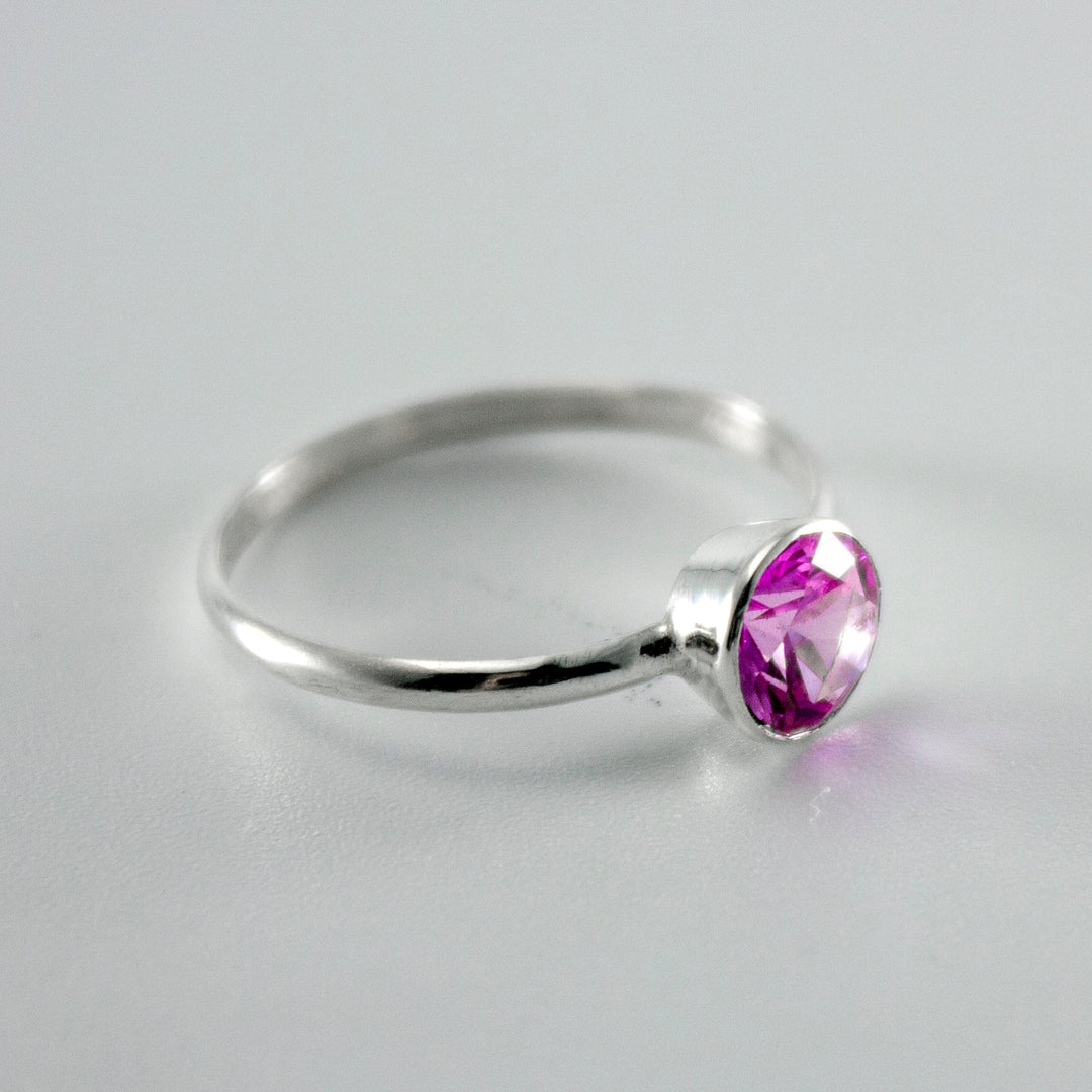 Pink Sapphire Sterling Silver Ring For Women Gift Box