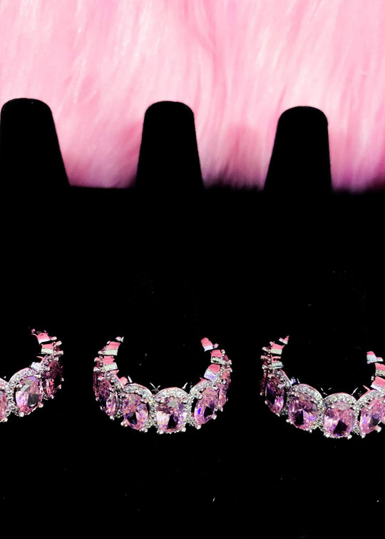 Princess Pink Eternity Ring Sterling Silver CZ Band