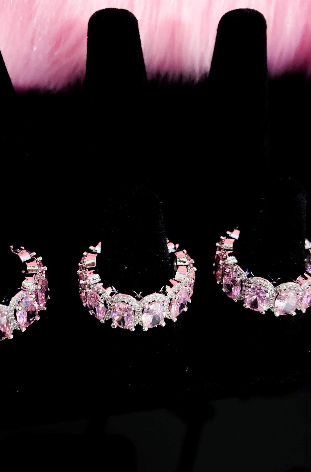 Princess Pink Eternity Ring Sterling Silver CZ Band