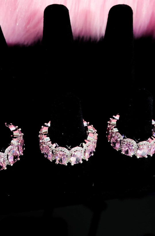 Princess Pink Eternity Ring Sterling Silver CZ Band