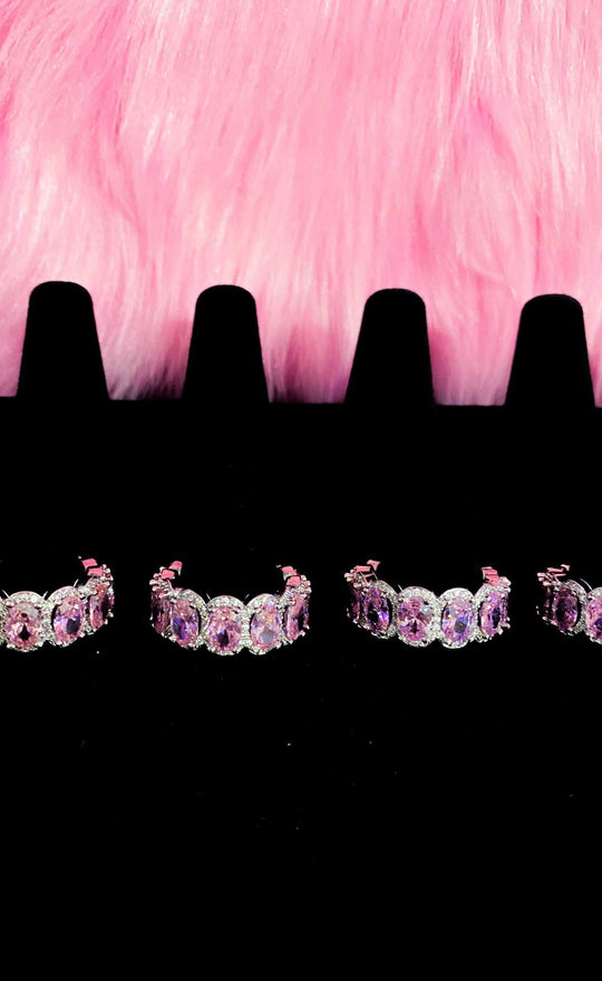 Princess Pink Eternity Ring Sterling Silver CZ Band