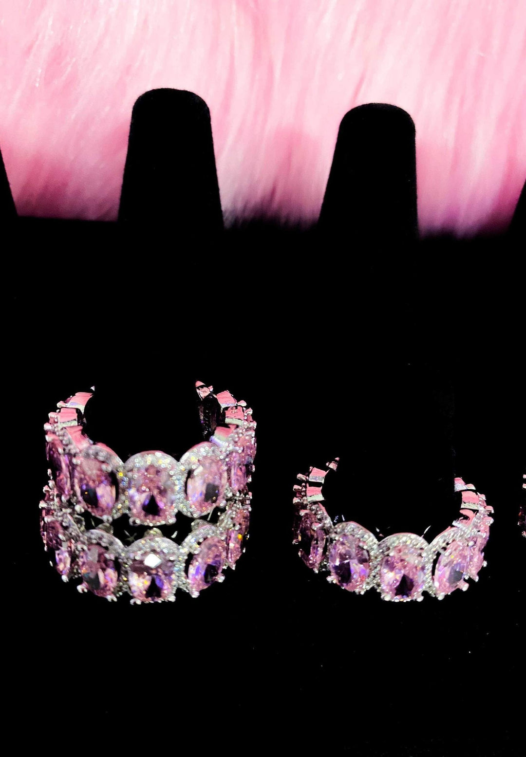 Princess Pink Eternity Ring Sterling Silver CZ Band