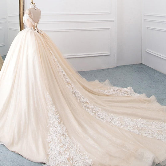 New Luxury High Neck Ball Gown Wedding Dress