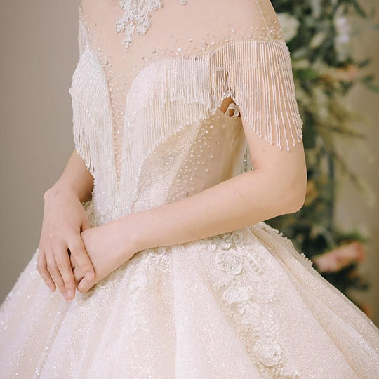 New Luxury High Neck Ball Gown Wedding Dress