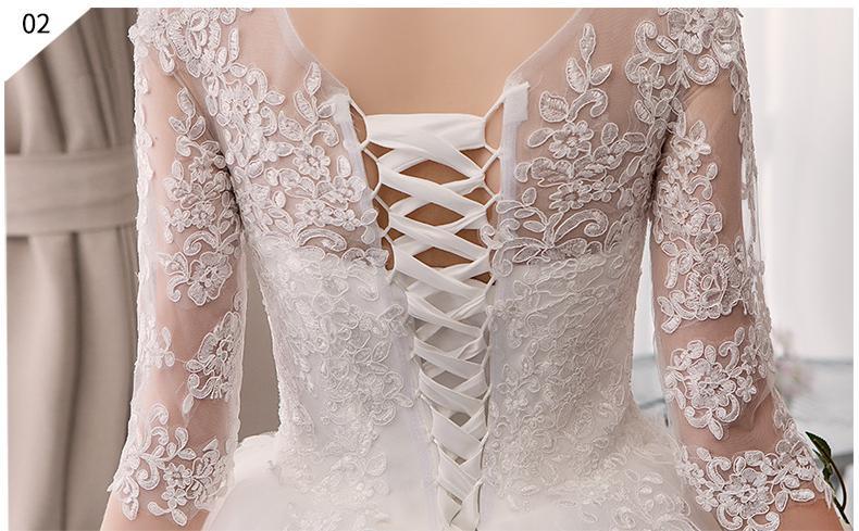 Sexy O Neck Half Sleeve Fashion Slim Lace Embroidery Wedding Gown