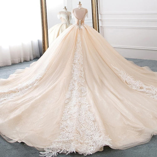 New Luxury High Neck Ball Gown Wedding Dress