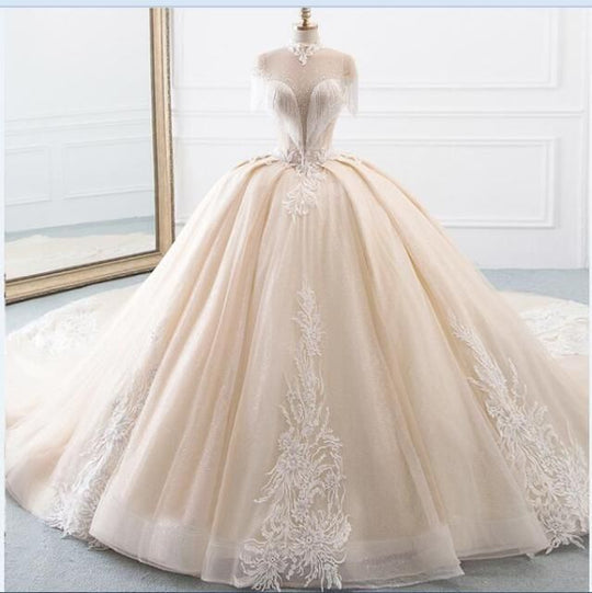 New Luxury High Neck Ball Gown Wedding Dress