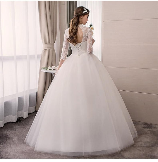 Sexy Lace High Neck New Wedding Dress Fashion Slim Embroidery Backless