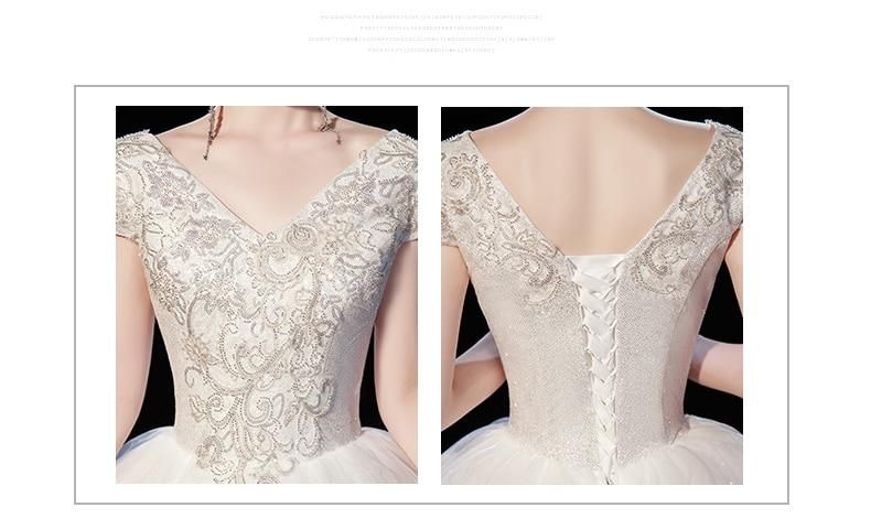 Sexy Tulle V-neck Lace Up Ball Gown Princess Wedding Dresses