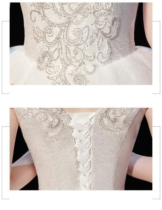 Sexy Tulle V-neck Lace Up Ball Gown Princess Wedding Dresses