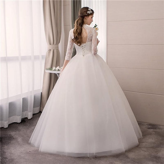 Sexy Lace High Neck New Wedding Dress Fashion Slim Embroidery Backless