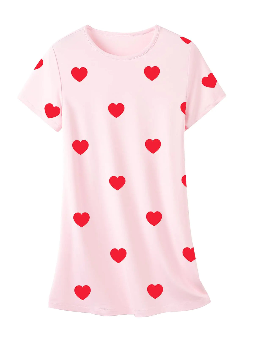 Umeyda Girls Short Sleep Pajamas Dress Summer Tshirt Dress Pink Heart 5-6 Years