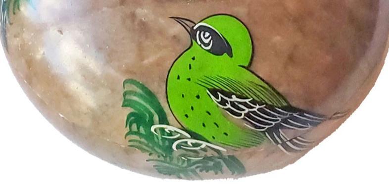 Soapstone Bird Pot Hand Carved Painted Rustic Decor Bowl