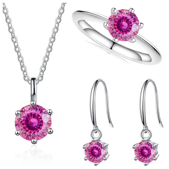 Sterling Silver 925 Moissanite Jewelry Set 2.5CT D Color Necklace Earrings