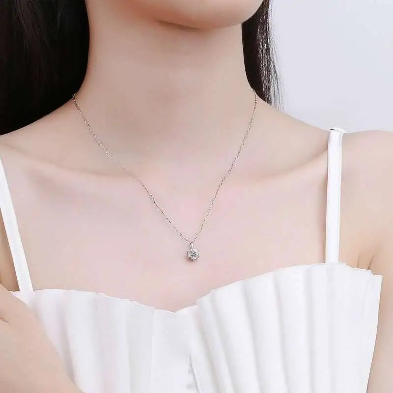 Sterling Silver 925 Moissanite Jewelry Set 2.5CT D Color Necklace Earrings