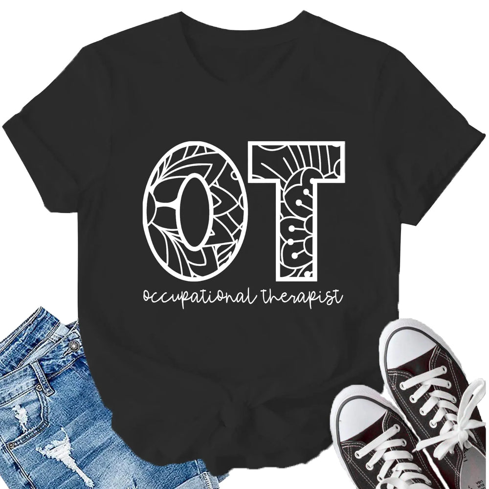 LBP Occupational Therapist Shirt Womens OT Tshirt Occupational Therapy Month Tee Top Black