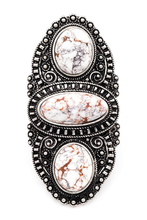 Vintage Oversized Red Stone Stretch Ring Boho Statement