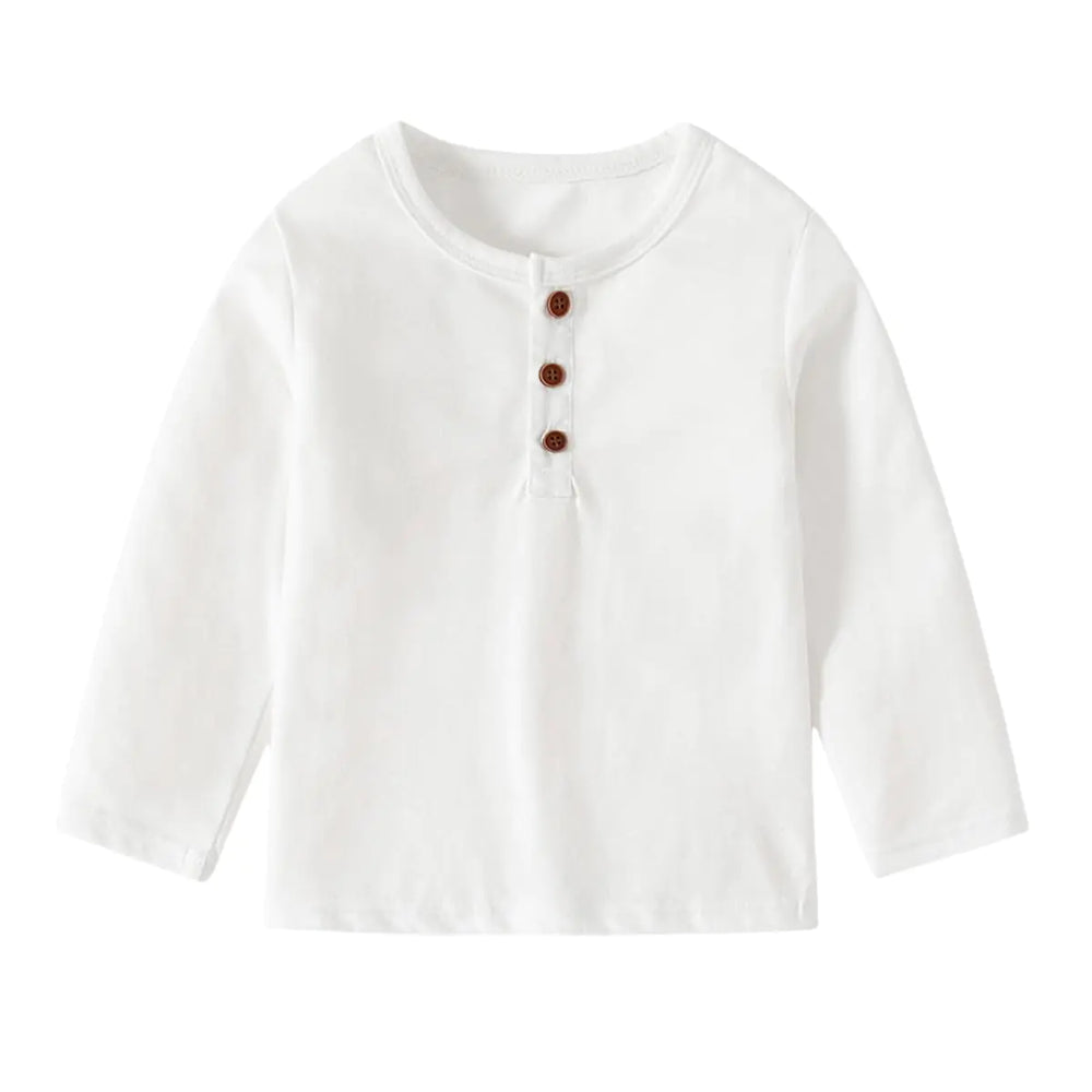 HahaNice Toddler Boys Henley Shirts Long Sleeve Cotton Tshirt for Kids(White Plain 2T)